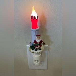 Christmas Candle Night Light - Santa w/Snow Covered Light